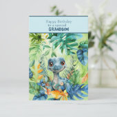 Baby Dinosaur Happy Birthday Special Grandson Karte (Stehend Vorderseite)