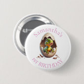 Baby Dinosaur Pink Geburtstag Button (Vorne & Hinten)