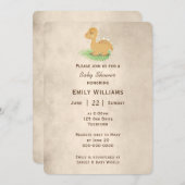 Baby Dinosaur Sepia Einladung (Vorne/Hinten)