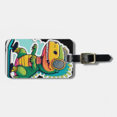 Baby Dinosaur Skaten | So Roll Gepäckanhänger (Vorderseite horizontal)