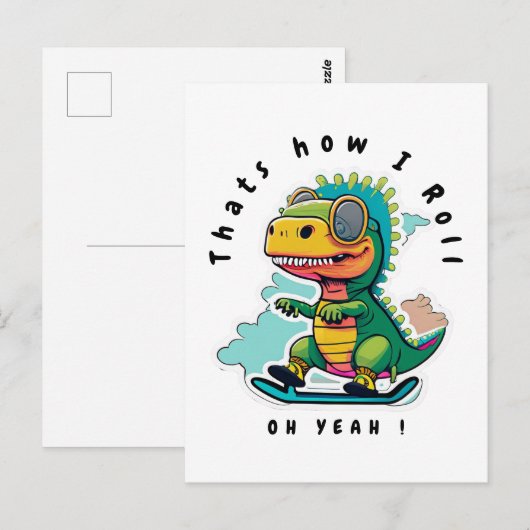 Baby Dinosaur Skaten | So Roll Postkarte (Vorne/Hinten)