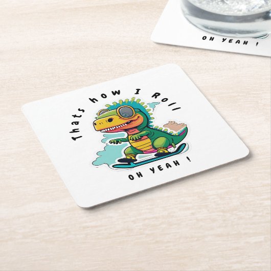 Baby Dinosaur Skaten | So Roll Rechteckiger Pappuntersetzer (angewinkelt)