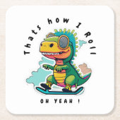 Baby Dinosaur Skaten | So Roll Rechteckiger Pappuntersetzer (Vorderseite)