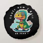 Baby Dinosaur Skaten | So Roll Rundes Kissen (Rückseite)