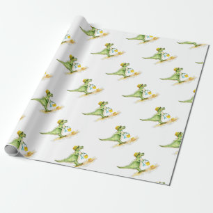 Baby Dinosaur T-Rex am Strand Geschenkpapier