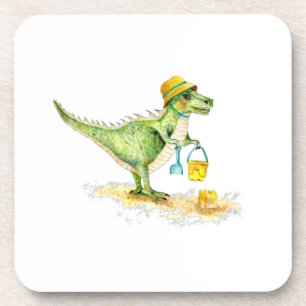Baby Dinosaur T-Rex am Strand Getränkeuntersetzer