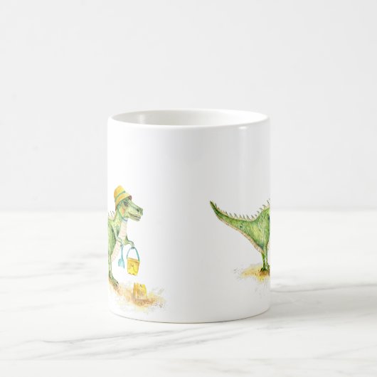 Baby Dinosaur T-Rex am Strand Kaffeetasse (Mittel)