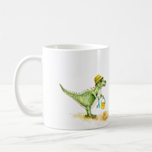 Baby Dinosaur T-Rex am Strand Kaffeetasse (Links)