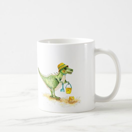 Baby Dinosaur T-Rex am Strand Kaffeetasse (Rechts)