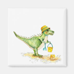 Baby Dinosaur T-Rex am Strand Magnet