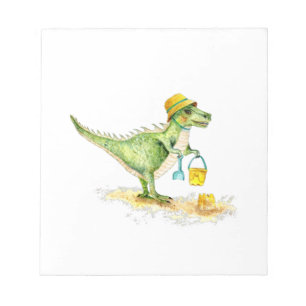 Baby Dinosaur T-Rex am Strand Notizblock