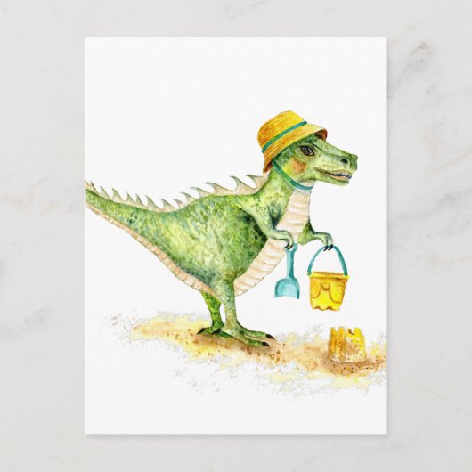 Baby Dinosaur T-Rex am Strand Postkarte (Vorderseite)