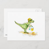 Baby Dinosaur T-Rex am Strand Postkarte (Vorne/Hinten)
