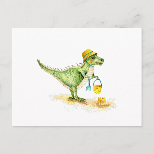 Baby Dinosaur T-Rex am Strand Postkarte (Vorderseite)