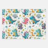 Baby-Dinosaur Teal-Dino-Geschenkpapier-Bundle-Set Geschenkpapier Set (Vorderseite 3)