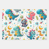 Baby-Dinosaur Teal-Dino-Geschenkpapier-Bundle-Set Geschenkpapier Set (Vorderseite)