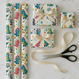 Baby-Dinosaur Teal-Dino-Geschenkpapier-Bundle-Set Geschenkpapier Set