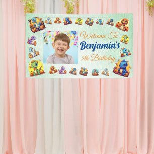 Baby Dinosaur Thema Kinder Junge Geburtstag Licht  Banner