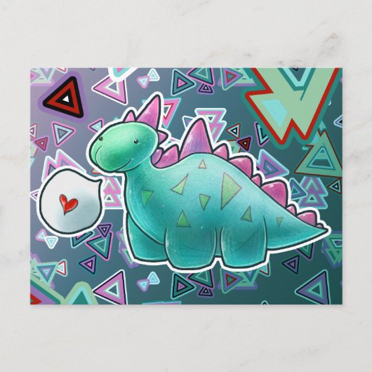 Baby Dinosaur Triangle Background Postkarte (Vorderseite)