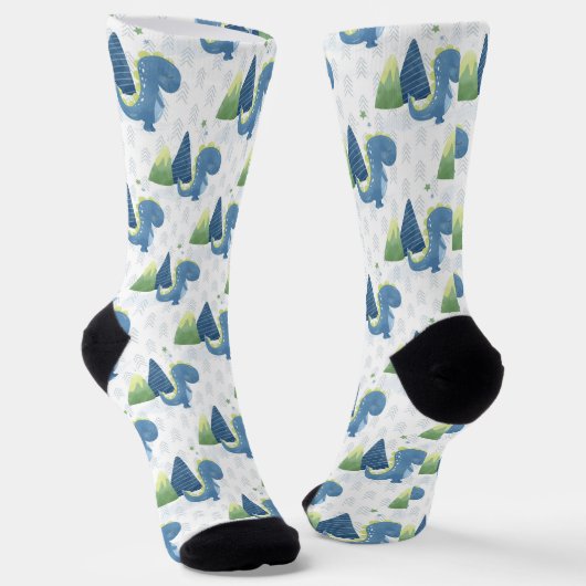 Baby Dinosaur und Gebirge Socken (Gewinkelt)