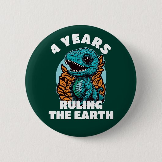 Baby Dinosaur Vier Jahre alt Geburtstag Button (Vorderseite)