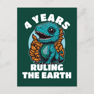 Baby Dinosaur Vier Jahre alt Geburtstag Postkarte