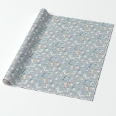 Baby-Dinosaurier auf blau Geschenkpapier (Ungerollt)