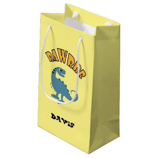 Baby Dinosaurier Design - Geschenktasche - Klein Kleine Geschenktüte (Rückseite Schrägansicht)