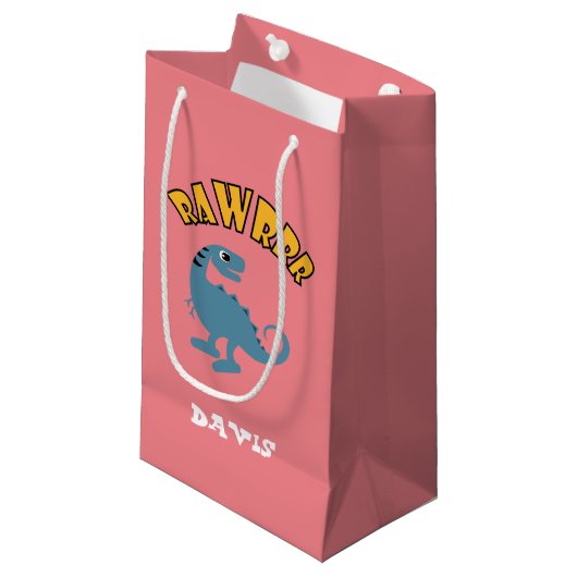 Baby Dinosaurier Design - Geschenktasche - Klein Kleine Geschenktüte (Vorderseite Schrägansicht)