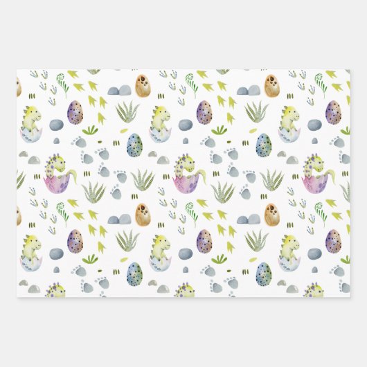 Baby Dinosaurier, die Eier hacken Geschenkpapier Set (Vorderseite 3)