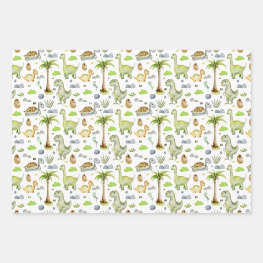 Baby Dinosaurier, die Eier hacken Geschenkpapier Set (Vorderseite)