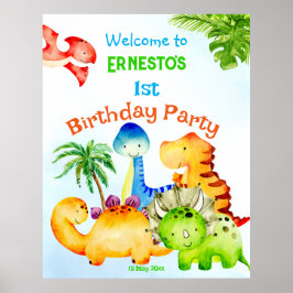 Baby-Dinosaurier Geburtstagsparty Begrüßung Poster