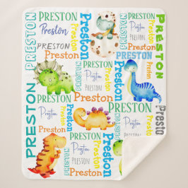 Baby Dinosaurier personalisierte Jungs Name Sherpadecke