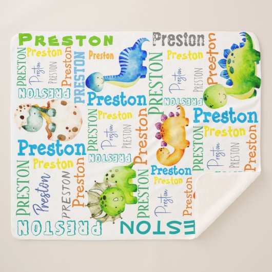 Baby Dinosaurier personalisierte Jungs Name Sherpadecke (Vorderseite (Horizontal))