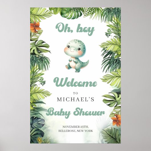 Baby-Dinosaurier-Retro-Empfang Poster (Vorne)