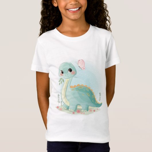 Baby Dinosaurier und Schmetterling T-Shirt (Vorderseite)