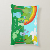 Baby Dinosaurs with Butterflies, Rainbow und Sun Dekokissen (Rückseite(Vertikal))