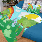 Baby Dinosaurs with Butterflies, Rainbow und Sun Fleecedecke