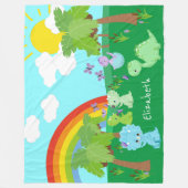 Baby Dinosaurs with Butterflies, Rainbow und Sun Fleecedecke (Vorderseite)