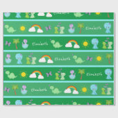 Baby Dinosaurs with Butterflies, Rainbow und Sun Geschenkpapier (Flach)