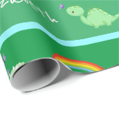 Baby Dinosaurs with Butterflies, Rainbow und Sun Geschenkpapier (Rolleneckpunkt)