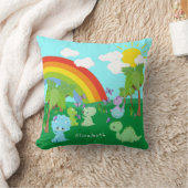 Baby Dinosaurs with Butterflies, Rainbow und Sun Kissen (Decke)