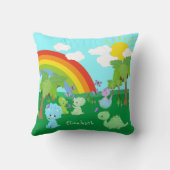 Baby Dinosaurs with Butterflies, Rainbow und Sun Kissen (Rückseite)