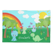 Baby Dinosaurs with Butterflies, Rainbow und Sun Kissenbezug (Rückseite)