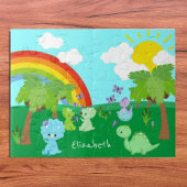 Baby Dinosaurs with Butterflies, Rainbow und Sun Puzzle