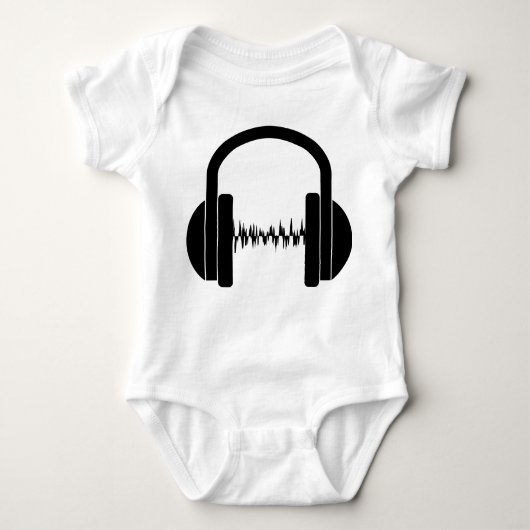 Baby DJ Kopfhörer, Baby Bodysuit Hipster Baby, Baby Strampler (Vorderseite)