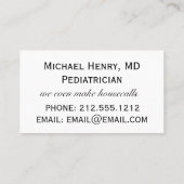 Baby Doctor Zuhause Visits Visitenkarte (Rückseite)