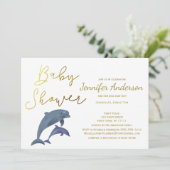 Baby-Dolphin-Boy oder Girl-Baby-Dusche Einladung (Stehend Vorderseite)