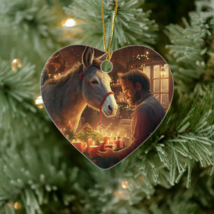 Baby Donkey Familie Ornament, Esel Liebhaber Gesch Keramik Ornament