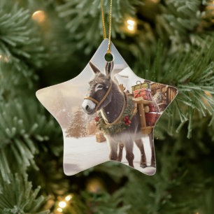 Baby Donkey Familie Ornament, Esel Liebhaber Gesch Keramik Ornament